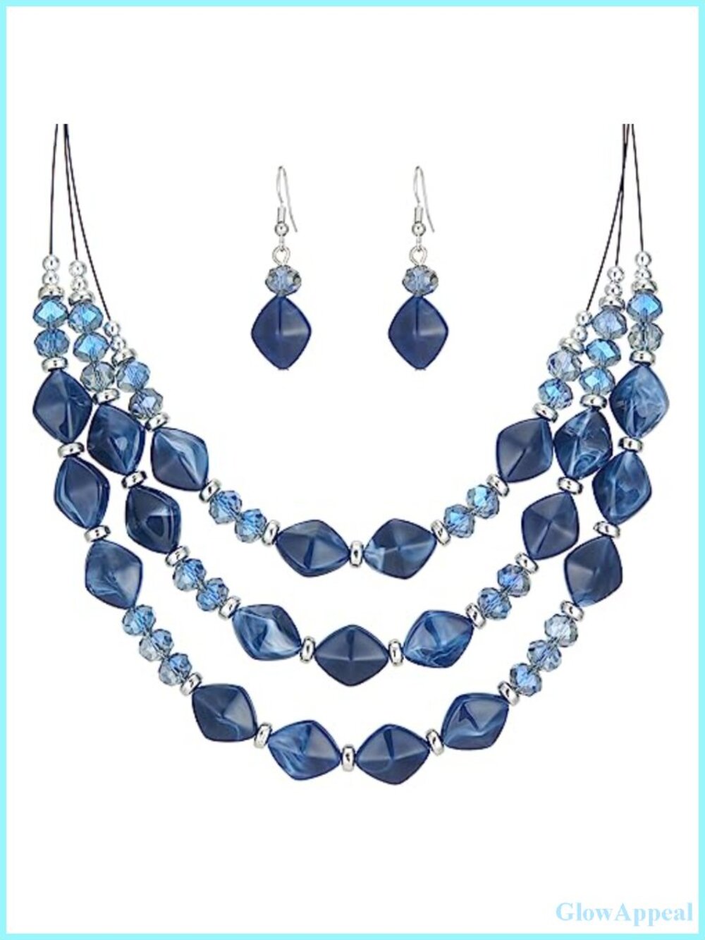Chunky Layered Statement Necklace Earrings Set Beaded Costume Jewelry